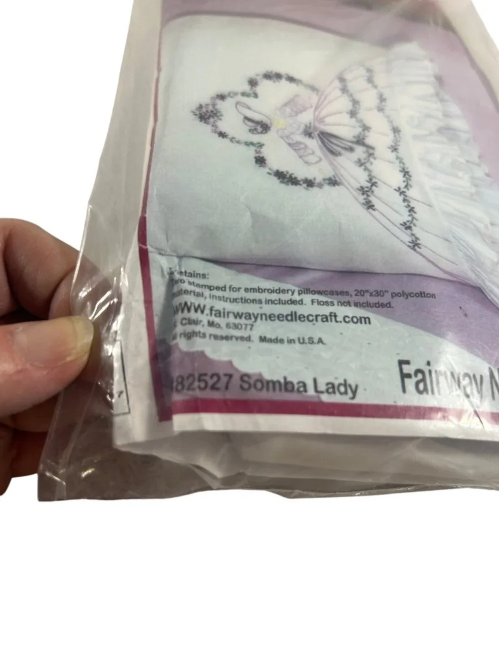 Fairway Needlecraft Stamped Embroidery Pillowcase Kit Somba Lady 82527 Ruffled